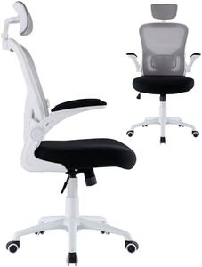 ZIK Sedia da Ufficio Ergonomica con Braccioli Pieghevoli e Poggiatesta Oscillante, Poltrona Girevole con Supporto Lombare, Altezza Regolabile – 62x63x129 (Gray)