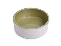 Petface Ceramic Dog Bowl with Bone Design, Cream/Green, 15 cm (Pack of 1)