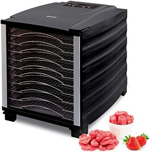 BioChef Arizona Food Dehydrator with 6, 8 or 10 Stainless Steel Trays and 24hr Digital Timer. Fruit Dryer Machine + Non Stick Trays, Mesh Sheets and Drip Tray (Black) (Black, 10 Tray)