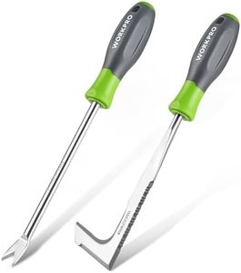 WORKPRO Weed Remover Tool 2-Piece with Plastic Handle, Weeding Garden Tools for Gardening with Serrated Edge, Weed Puller for Removing Moss and Weeds, Weeding Tools for Dandelion