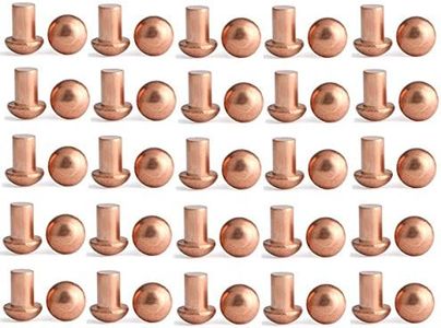 YXQ 50 Pcs Copper Solid Rivets 1/4 Diameter 5/16 L Shank Copper Round Head Fasteners,M6x8