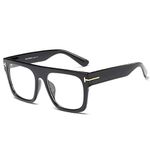 Unisex Stylish Square Non-prescription Eyeglasses Glasses Flat Top Big Eyeglass Frames Large lens Clear Lens Eyewear (Black)