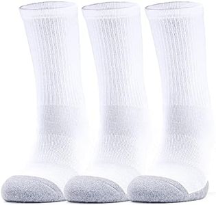 Under Armour Unisex Adult UA HeatGear Crew Socks, X-Large, White (Pack of 3)