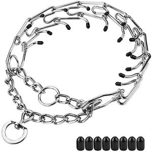 Aheasoun Prong Collars for Dogs, No Pull Dog Collar, Dog Training Collar for Large Medium Small Dogs, Stainless Steel Adjustable with Comfort Rubber Tips (Large, 4.0mm, 23.6-Inch)