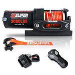 ZESUPER 3000 lb 12V DC Electric Winch for Towing ATV/UTV Off Road with Wireless Remote New Synthetic Rope Mounting Bracket