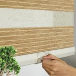 Persilux Natural Woven Faux Linen Cordless Zebra Blinds for Windows Roller Shades Room Darkening Thermal Insulated Free-Stop Blinds for Doors, Home and Living Room, Khaki(20.5" W x 72" H, Khaki)