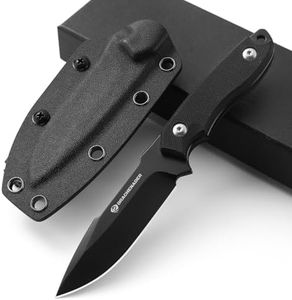 DRACHENADER coltello da caccia lama fissa piccolo coltello a lama fissa coltello di sopravvivenza all'aperto coltello a due mani 9cm (C- lama nera + manico nero)
