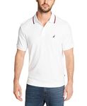 Nautica Men's Classic Fit Short Sleeve Dual Tipped Collar Polo Shirt, Bright White, S