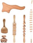 PURAVA Wood Therapy Massage Tools Set of 6 - Wood Therapy Tools for Body Shaping - Wooden Lymphatic Massager Body Sculpting Kit - Massage Roller Accessories, Stomach, Back and Foot Massage Roller