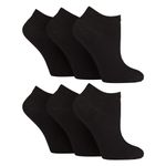 Gentle Grip - 6 Pairs Diabetic Trainer Socks for Women | Non Elastic Soft Top Extra Wide Ankle Socks (4-8, Black)