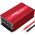 POWTDEAR Power Inverter 2000 Watt, Power Converter 2000W DC 12V to 110V AC Car Inverter with 2.4A USB Ports 3 AC Outlets Red