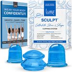 Lure Anti Cellulite Cupping Therapy Set - Massager Cupping Kit with 3 Silicone Massage Cups - Cellulite Cupping Sets Use with Cellulite Oil - Sculpt Shower Silicone Cupping Set…