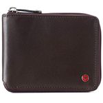 Alpine Swiss Logan Mens RFID Safe Zipper Wallet Leather Zip Around Bifold Comes in Gift Box Brown