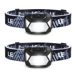 LE LED Headlamp 2-Pack, 1300 Lux Super Bright Battery Operated Head Lamp, White Red Light and 6 Lighting Modes, Lightweight Waterproof Hardhat Headlight for Camping Running Hiking Emergency