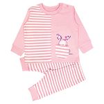 Real Basics Cotton Fleece Clothing Sets For Boys & Girls - Unisex Winter Clothing Sets Full Sleeve Long Sleeve Pajama T-Shirt & Pant, Pink, 0 Months-3 Months