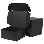 GUOKOFF Gift Boxes (10 Pack), 20.3 x 20.3 x 10.2cm Cardboard Gift Boxes with Lid, Shipping Boxes, Cardboard Mailing Box, Black Gift Box, Fold Gift Boxes for Christmas, Parties, Birthday