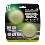 SPORTSPET Football Bounce Natural Rubber Dog Balls - Ultimate Glow in the Dark Dog Ball - Floating Throw and Fetch Toy Ball for Dogs - Pack of 2 (64mm)