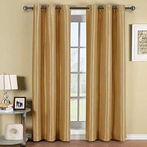 Royal Tradition Blackout Curtain 42 x 96 Inch, Gold Single Panel/Thermal Insulated Room Darkening Bedroom Curtain