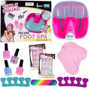 Girlz Squad Foot Spa Sets for Girls Ages 7-12 with Nail Kit for Kids - DIY Manicure and Pedicure Set with Foot Care Kit Perfect for Sleepovers and Slumber Party. Helps Develop Self-Care and Creativity