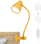 BOHON Clip on Light, 10W 38 LED Desk Lamp with Clamp, 5 Color 10 Brightness Auto Off Timer, Flexible Gooseneck Clip Lamp, Desk Lights for Office Home Bed Bedside Reading, Bright Yellow