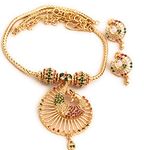 Sasitrends One Gram Micro Gold Plated Peacock 18 Inches Pendant Chain Necklace Set for Women and Girls