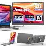 Teamgee 14" 2K Laptop Screen Extender, 2160x1440P QHD Portable Monitor for Laptop, Dual Screen Monitor for 13"-17" Laptops Plug & Play HDMI/USB-A/Type-C Suitable for Mac, Wins, Android, Dex
