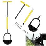 LOLYSIC Lawn Edging Tool, Heavy Duty Garden Lawn Edger Tool with Saw Tooth, T-Grip Handle Garden Edger Tool, Half Moon Manual Borders Edger for Patio Sidewalk Driveway