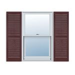 15 Inch x 51 Inch Standard Louver Exterior Vinyl Window Shutters, Burgundy (Pair)