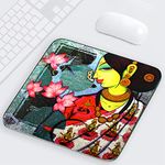 HOME GENIE Mouse/Dish Pad Ajantaesque Painting Depicting A Lady in Laxmi Print Saree | Non-Slip Rubber Base Mouse/Dishpad