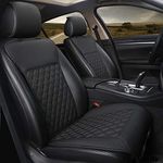 Black Panther PU Leather Luxury Universal Anti-Slip Diamond Pattern Driver Car Seat Covers with Backrest (Black)