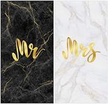 Redbaker 2 Pcs Mr and Mrs Beach Towels Wedding Beach Towels for Bride and Groom 60 x 30 Inch Hubby and Wife Beach Towels Honeymoon Newlywed Couple Beach Towels Wedding Gift, 2 Styles(Marble Style)