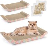 Zodaca 3-Pack Cat Scratcher Bed for Furniture Protection, Training, Indoor Kittens, Reversible Corrugated Cardboard, Modern Sofa Scratching Pad with 3 Catnip Bags (16x8x2.5 In)