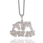 ICEDIAMOND Shiny CZ Diamond ATM-Addicted To Money Creative Pendant with Tennis Chain Necklace, 18K Gold Plated Iced Out Charm Hip Hop Jewelry for Men Women (White,24''Rope)