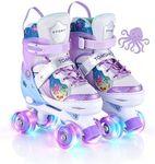 TOMSHOO Roller Skates for Girls Boys Kids Roller Skates 4 Sizes Adjustable Quad Skates With Light Up Wheels Roller Boots for Indoor Outdoor Birthday Gift (Ocean Purple, Small(UK 11-13.5))