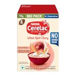 CERELAC Baby Food Cereal | No Refined Sugar | No Preservatives | Wheat Apple Cherry for 8 to 24 Months Baby | With Omega 3 Iron Protein Calcium Vit D | Instant Cereal | 720g, Bag-in-box pack
