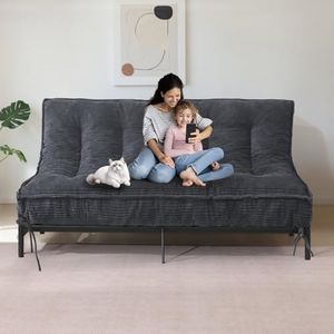 JUIKURY 8" Futon Mattress Full Size, Thick Futons Sofa Couch Bed Sleeper Sofa Bed, Floor Mattress for Adults, Roll Up Folding Mattres Shredded Foam Filling, Medium Firm(Frame Not Included)