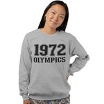 1972 Olympics Print Sweatshirt - Grey - 3-4Y - Graphic Unisex World Book Day Sweater - Printed Kids and Mens Sweatshirt - Mrs. Trunchbull Funny Costume Jumper