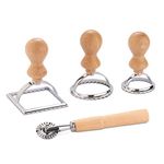 Navaris Ravioli Stamp Set - Set of 3 Shape Cutters with Roller for Cutting Home-Made Ravioli Pasta Parcels - Pastry and Dough Cutter Tools