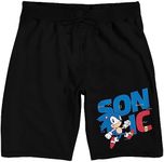 Sonic The Hedgehog 90s Sonic Men's Black Lounge Shorts-XL