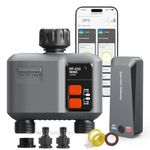 johgee Smart WiFi Water Timer 2 zone for Irrigation with 984 Feet RF Gateway, 2 Outlet Remote Control Sprinkler Hose Timer for Garden Hose, Rain Delay,WiFi Irrigation Sprinkler Controller for Garden