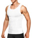 Nebility Compression Shirt Men Tank Tops - Short Sleeve Mens Shapewear Slimming Undershirt Gynecomastia Compression Shirts Workout Vest White