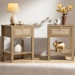 SICOTAS Rattan Nightstand Set of 2,