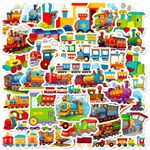 jixiejumo Train Stickers 50 Pcs, Cartoon Transportation Vinyl Decal, Waterproof Gifts Merch Sticker Pack for Helmet, Laptop, Water Bottle, Party, Kids, Toddlers