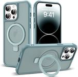 SKYLMW Compatible with iPhone 14 Pro Max Case with Invisible Magnetic O-Ring Stand Military-Grade Translucent Case for iPhone 14 ProMax 6.7" [Compatible with MagSafe][Great Grip Feeling], Blue