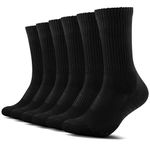 TUUHAW Socks Men 12-15 Cushioned Running Socks Trainer Sports Socks Cotton Crew Socks Wicking Black Hiking Socks for Work Walking Cycling Trekking Outdoor 6 Pairs