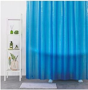 LshyMn Blue EVA Shower Curtain 71x71 Inches,Liner 3D Clear Bathroom Shower Curtains, Clear EVA Shower Liner for Shower Stall with Hooks YLYZMN1