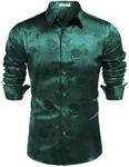 COOFANDY Men's Silk Satin Dress Shirts Jacquard Long Sleeve Floral Button Up Shirts Party Prom Wedding Shirt