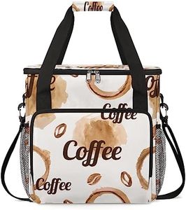 Watercolor Coffee Coffee Maker Carring Bag Coffee Beans Travel Carrying Storage Tote Bag Compatible with Keurig K-Mini or K-Mini Plus Portable Single Serve Coffee Brewer Case with Pockets for K-cup