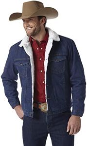 Wrangler Men's Sherpa Lined Denim Jacket, Denim/Sherpa, Large