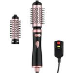 Rotating Hair Dryer Brush, Spin Brush Blow Drye 1.5 Inch &2 Inch, Hot Air Heated Round Brush for Hair Volumizer, Smooth, C-Curls|Black